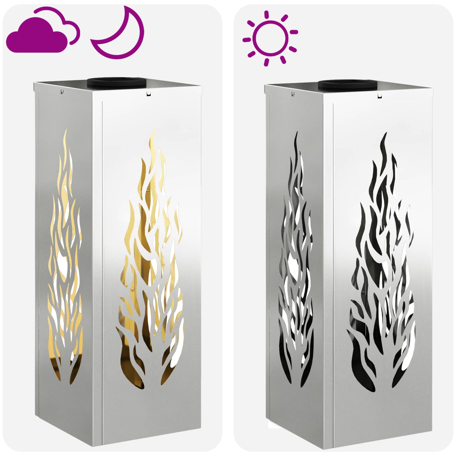 vidaXL Solar LED Pathway Light 2 pcs Warm White 18 x 18 x 50 cm - Silver - 56108