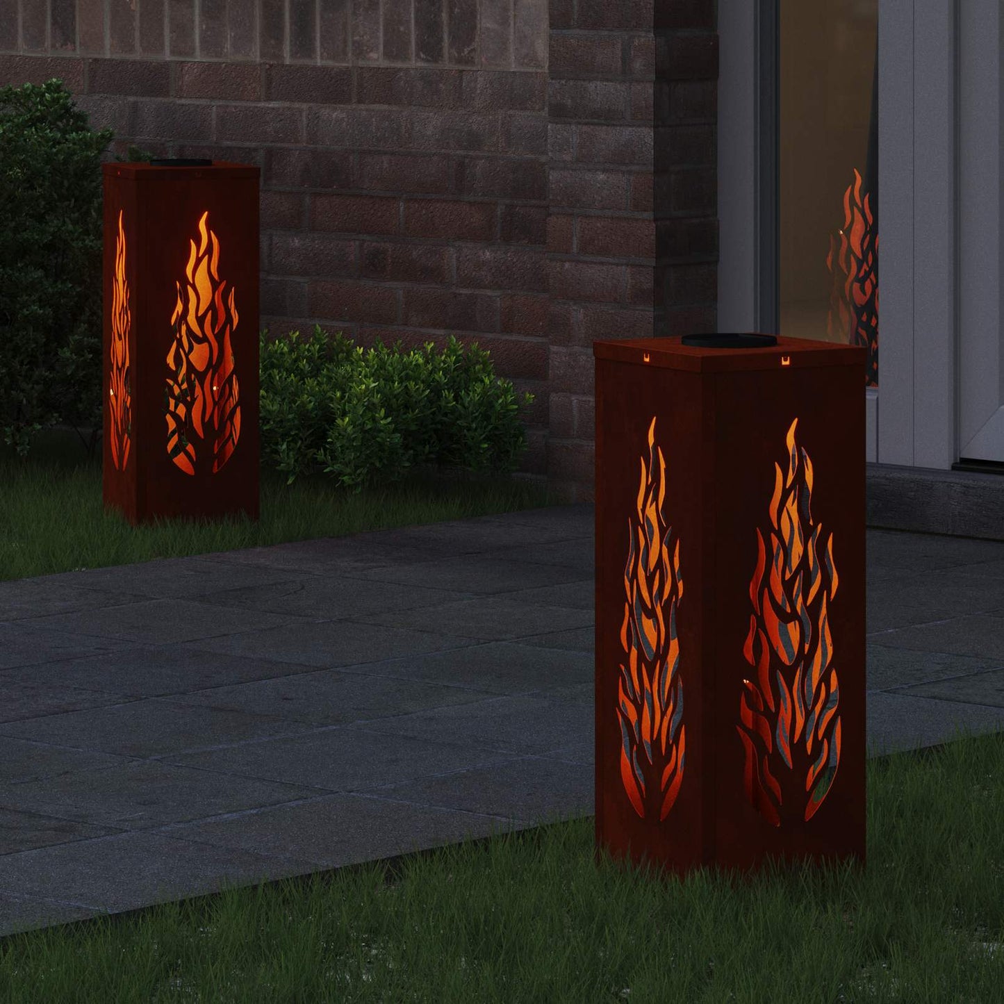 vidaXL Solar LED Pathway Light 2 pcs Warm White 18 x 18 x 50 cm - Sienna - 56113