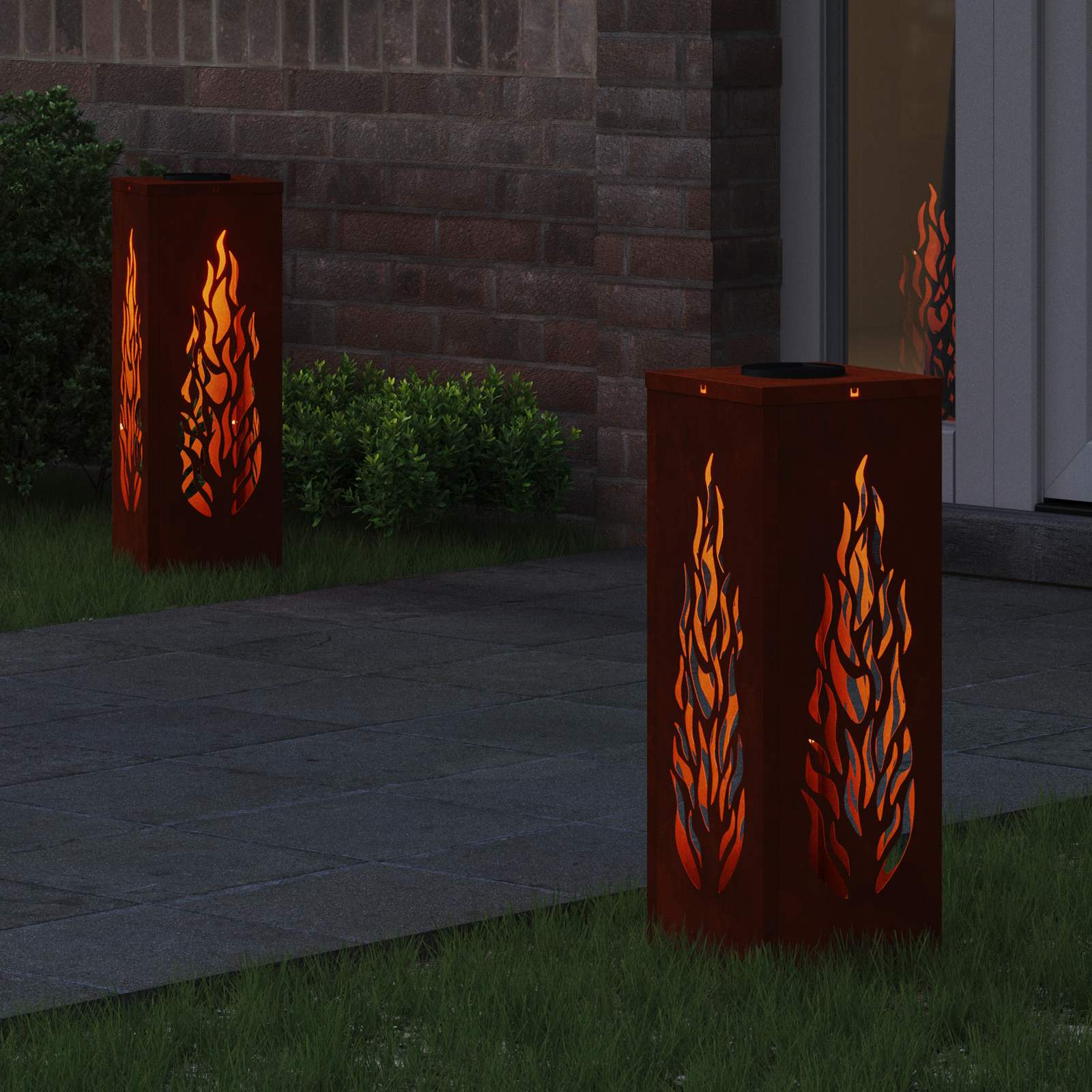 vidaXL Solar LED Pathway Light 2 pcs Warm White 18 x 18 x 50 cm - Sienna - 56113
