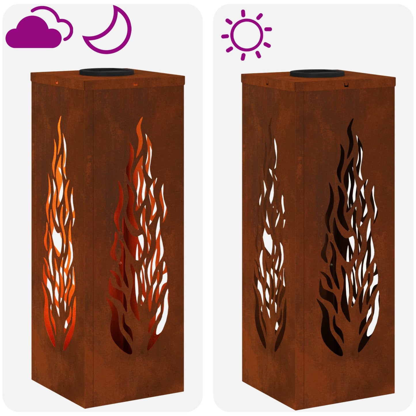 vidaXL Solar LED Pathway Light 2 pcs Warm White 18 x 18 x 50 cm - Sienna - 56113