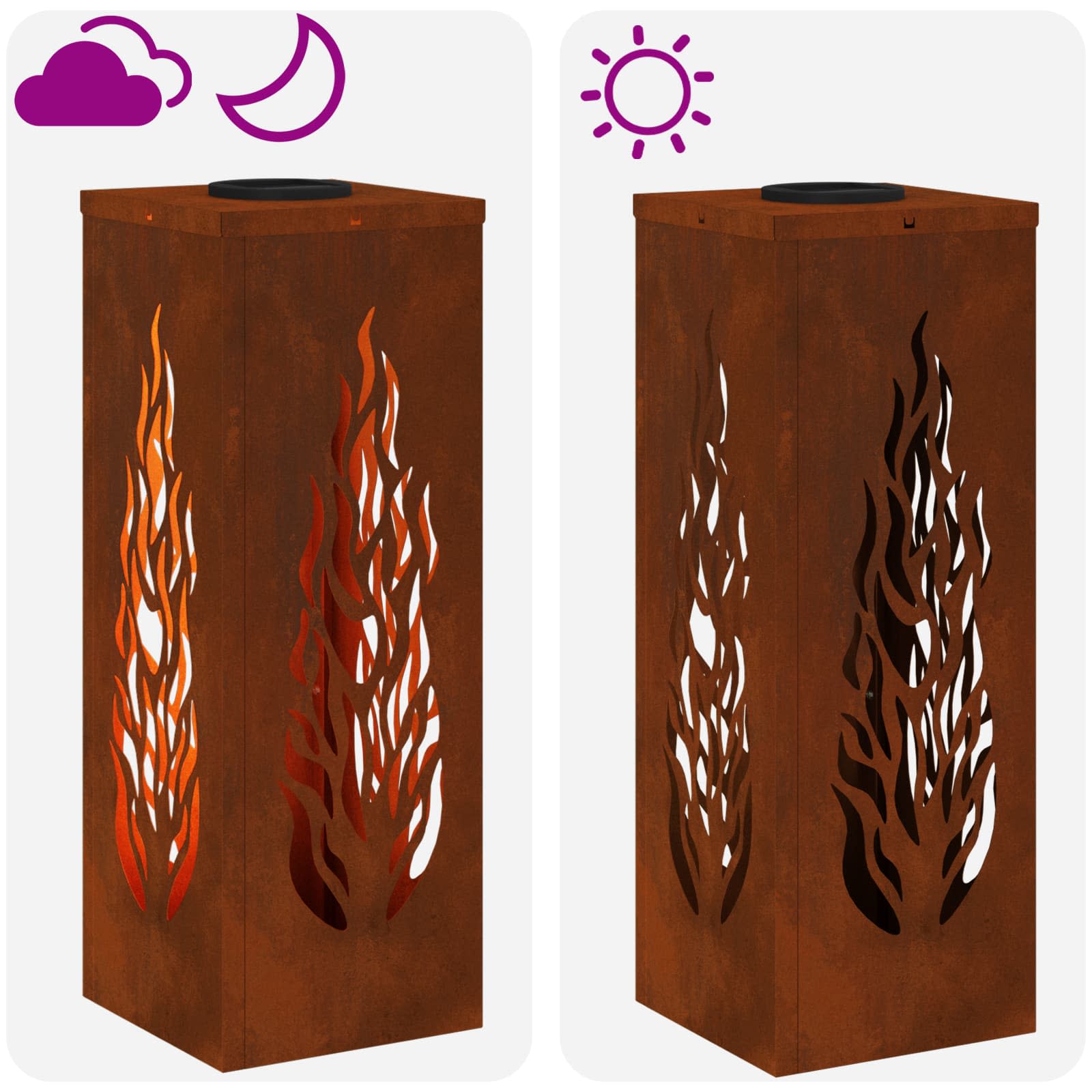 vidaXL Solar LED Pathway Light 2 pcs Warm White 18 x 18 x 50 cm - Sienna - 56113