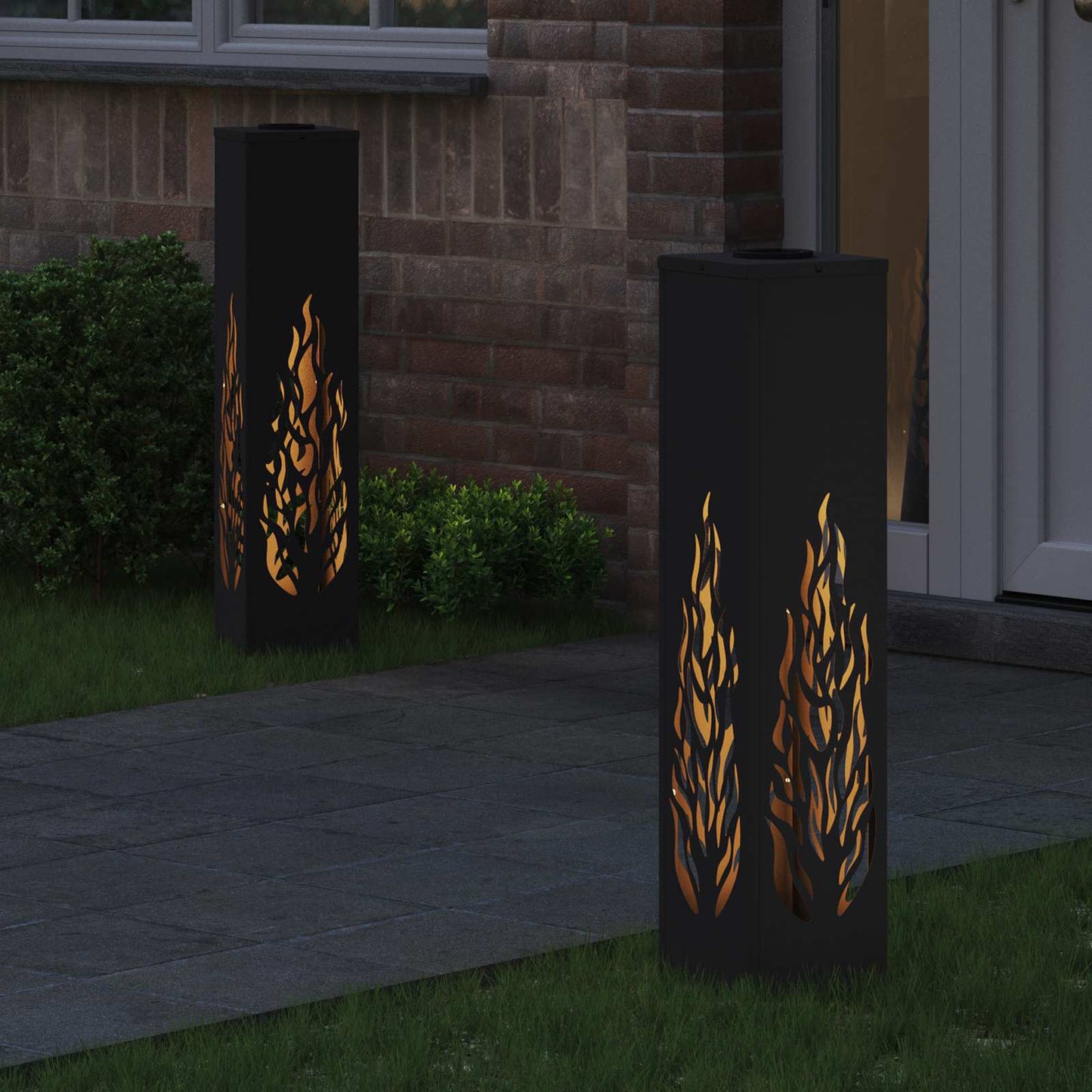 vidaXL Solar LED Pathway Light 2 pcs Warm White 18 x 18 x 80 cm - Black - 56122
