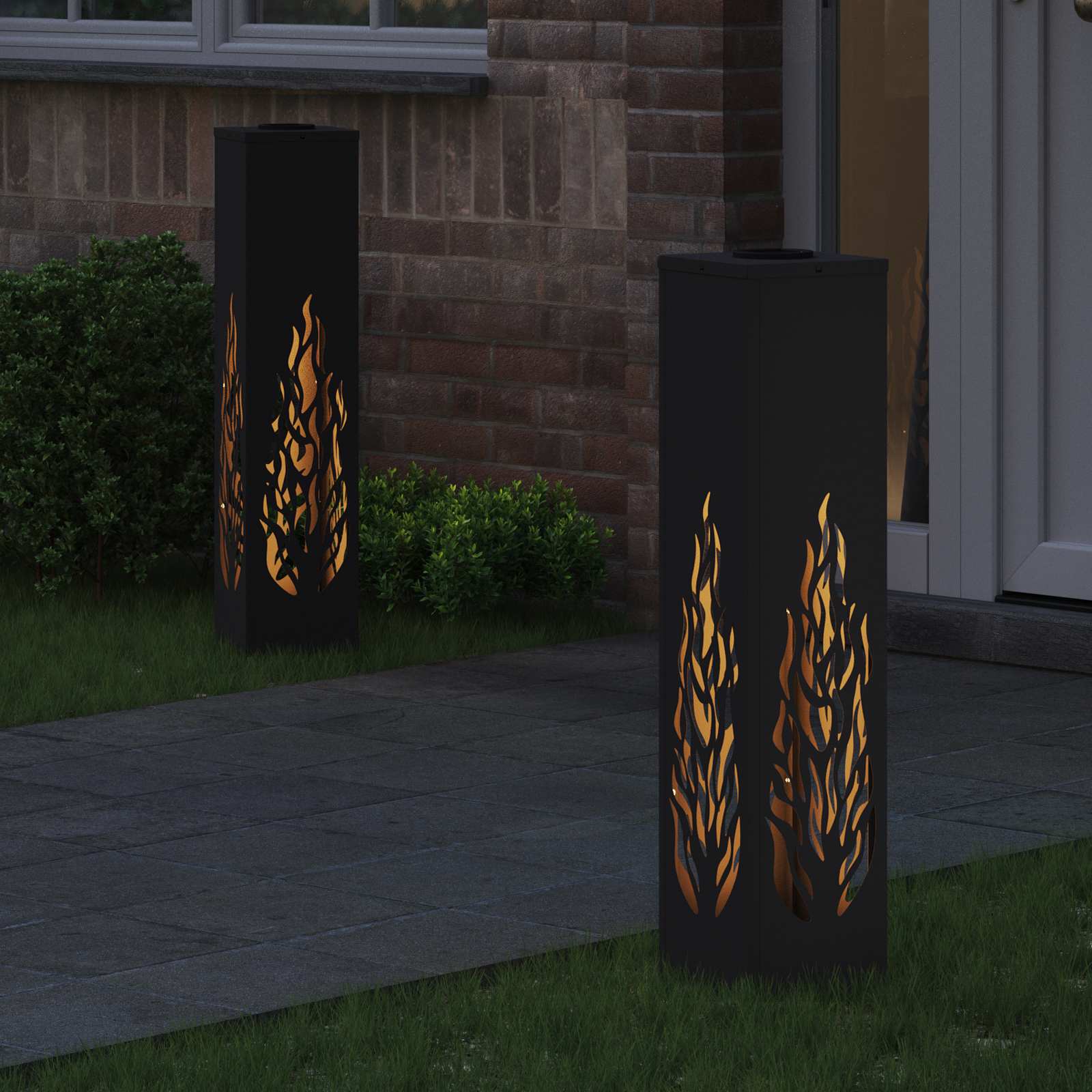 vidaXL Solar LED Pathway Light 2 pcs Warm White 18 x 18 x 80 cm - Black - 56122