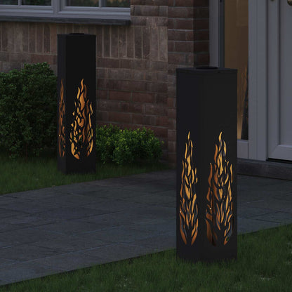 vidaXL Solar LED Pathway Light 2 pcs Warm White 18 x 18 x 80 cm - Black - 56122