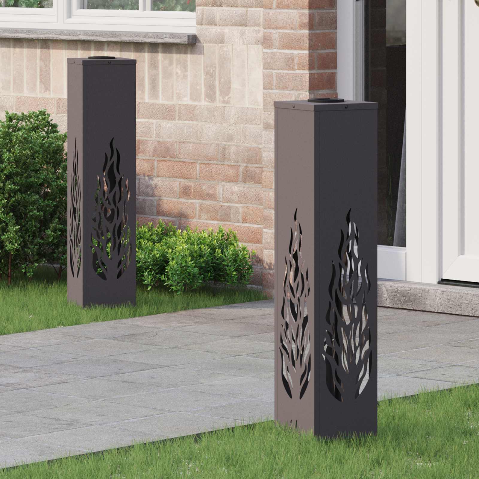 vidaXL Solar LED Pathway Light 2 pcs Warm White 18 x 18 x 80 cm - Black - 56122