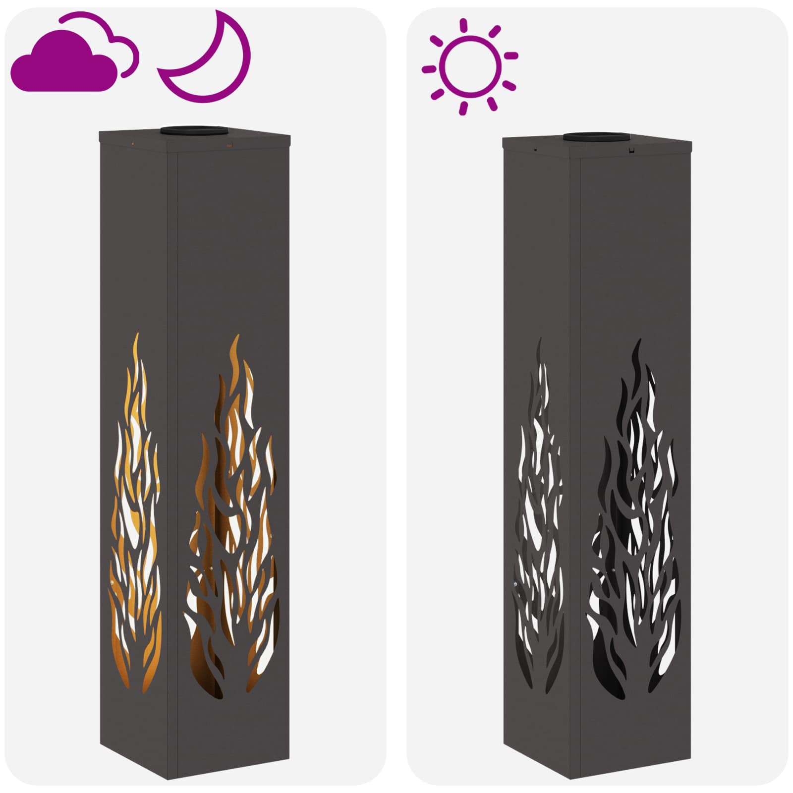 vidaXL Solar LED Pathway Light 2 pcs Warm White 18 x 18 x 80 cm - Black - 56122