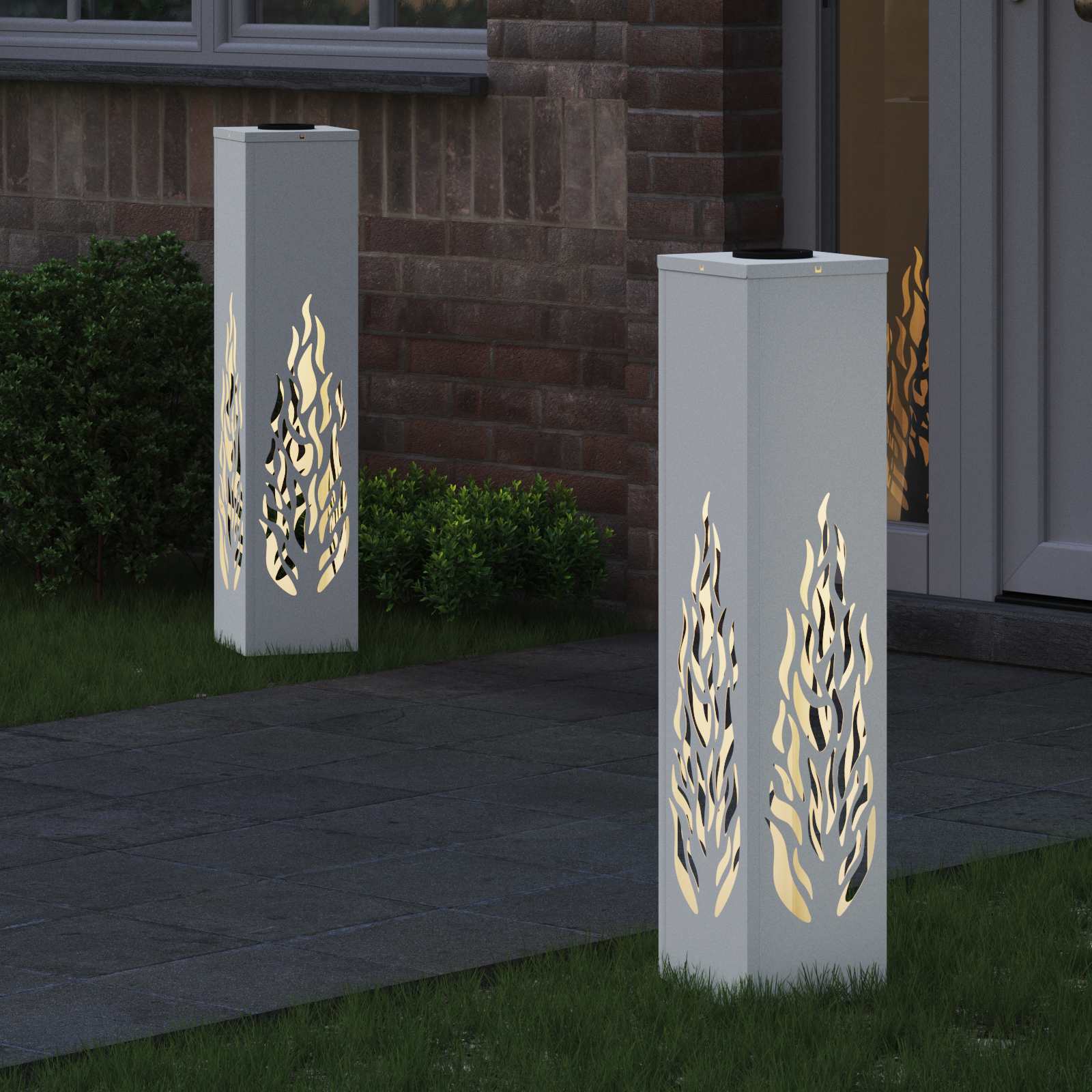 vidaXL Solar LED Pathway Light 2 pcs Warm White 18 x 18 x 80 cm - 56127