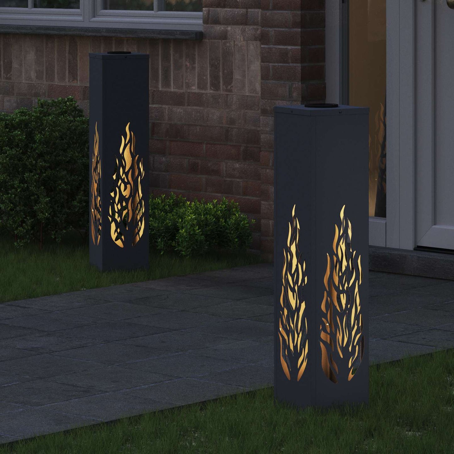 vidaXL Solar LED Pathway Light 2 pcs Warm White 18 x 18 x 80 cm - Anthracite - 56132