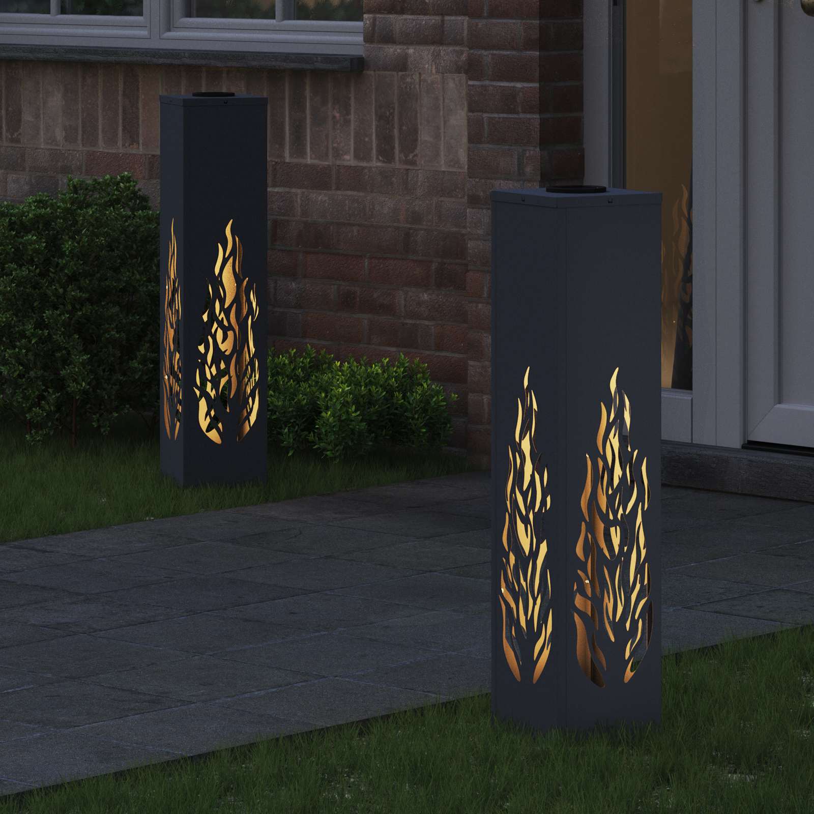 vidaXL Solar LED Pathway Light 2 pcs Warm White 18 x 18 x 80 cm - Anthracite - 56132