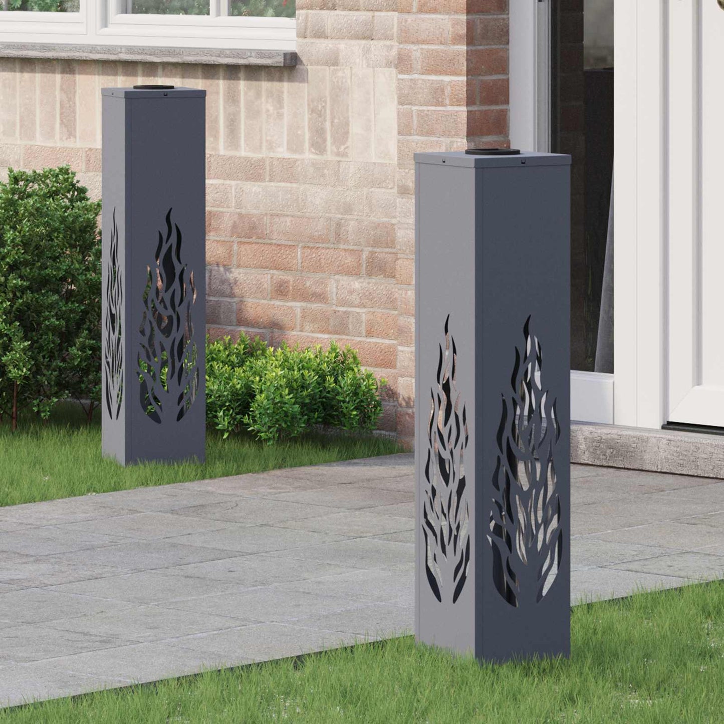 vidaXL Solar LED Pathway Light 2 pcs Warm White 18 x 18 x 80 cm - Anthracite - 56132
