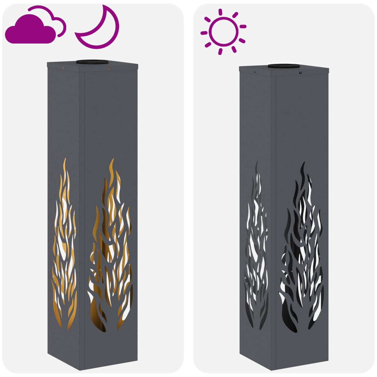 vidaXL Solar LED Pathway Light 2 pcs Warm White 18 x 18 x 80 cm - Anthracite - 56132