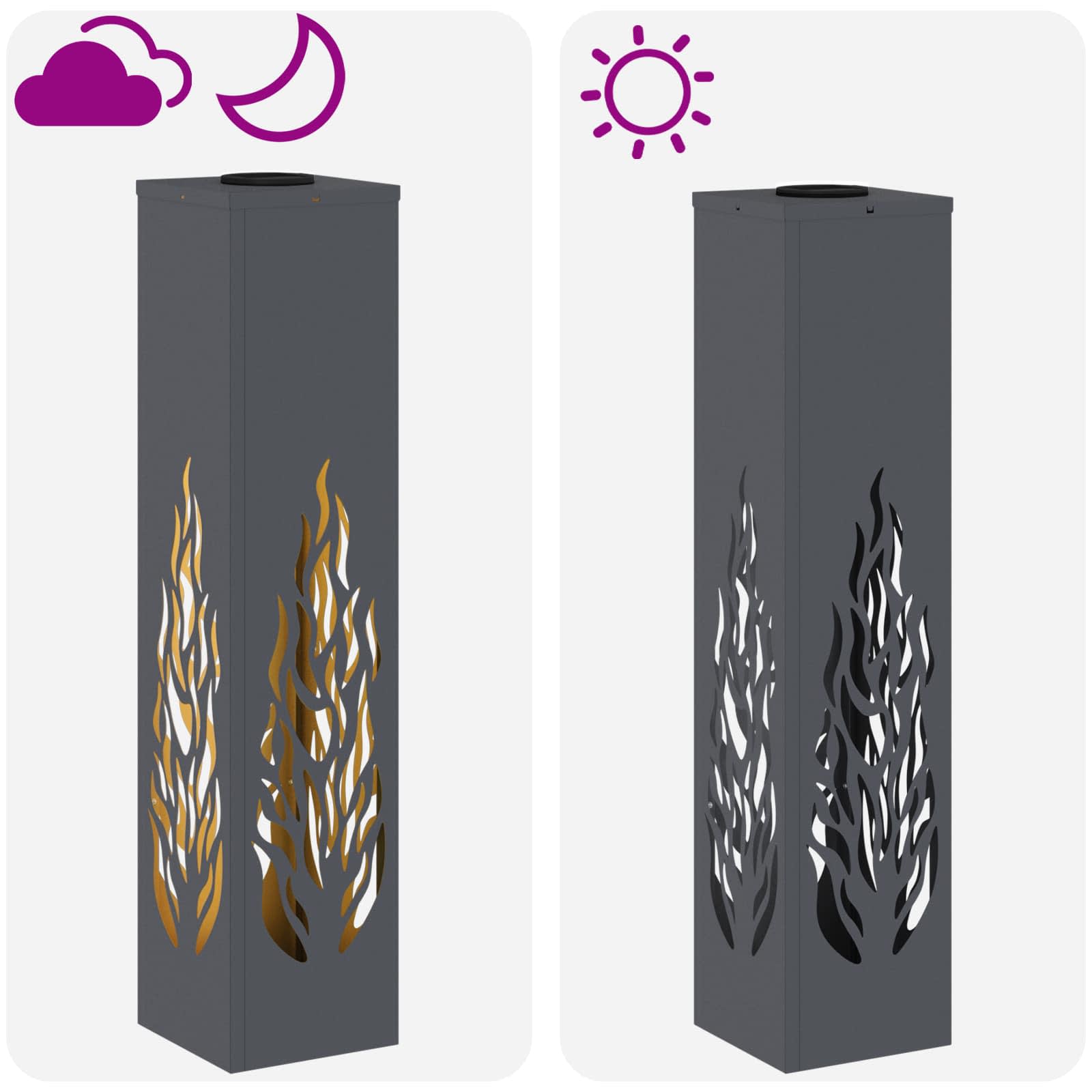 vidaXL Solar LED Pathway Light 2 pcs Warm White 18 x 18 x 80 cm - Anthracite - 56132