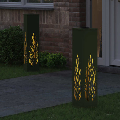 vidaXL Solar LED Pathway Light 2 pcs Warm White 18 x 18 x 80 cm - Green - 56137