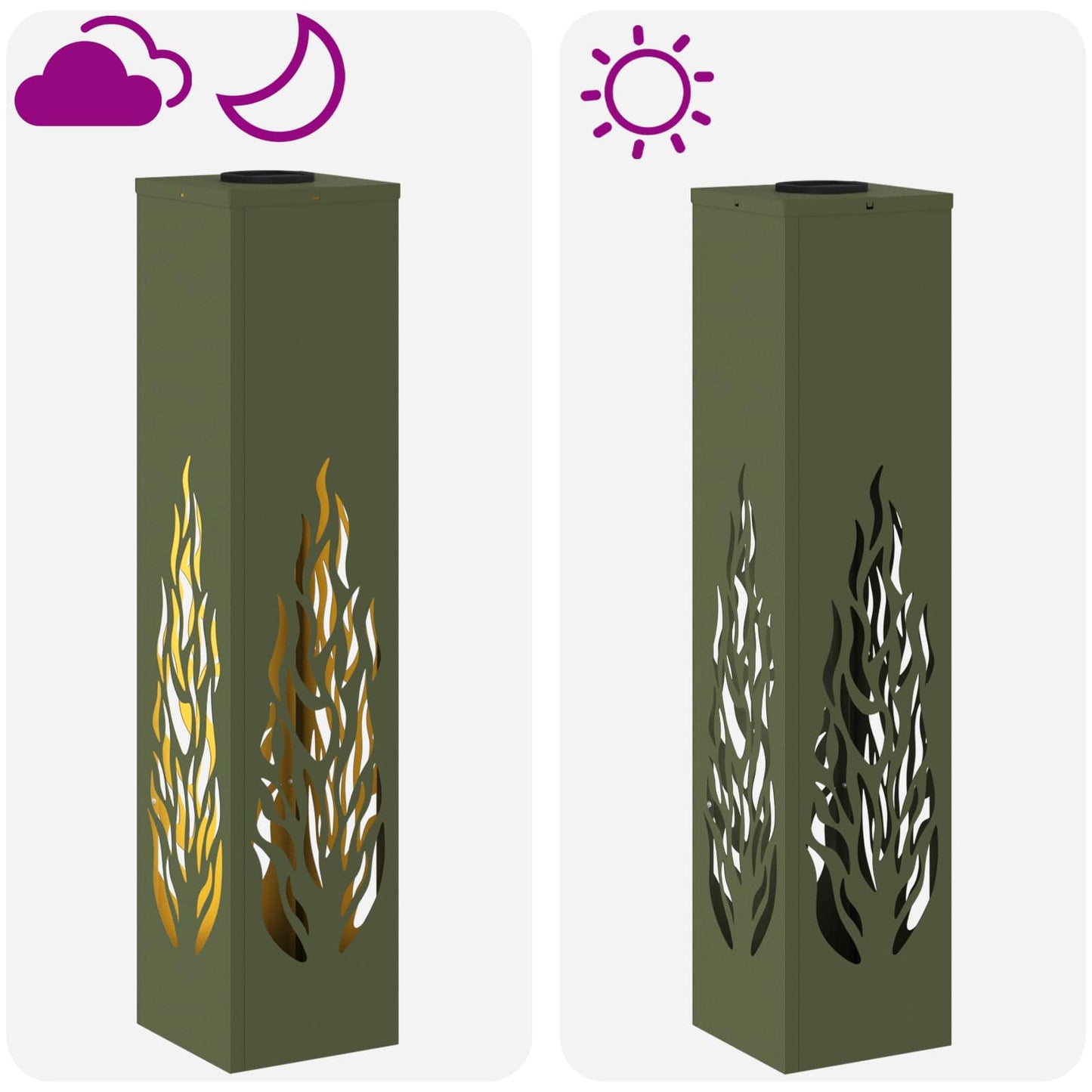 vidaXL Solar LED Pathway Light 2 pcs Warm White 18 x 18 x 80 cm - Green - 56137