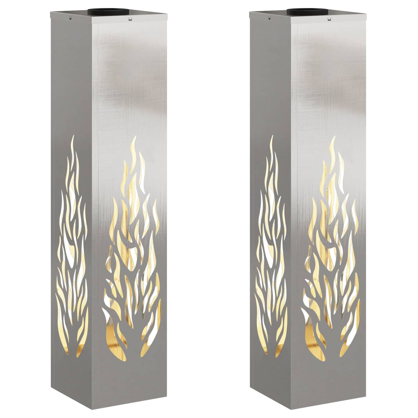 vidaXL Solar LED Pathway Light 2 pcs Warm White 18 x 18 x 80 cm - Silver - 56142