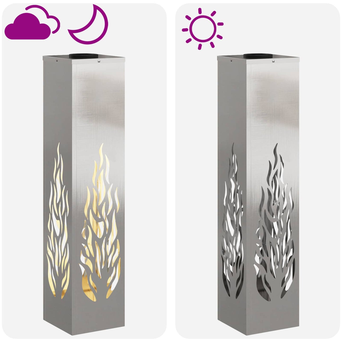 vidaXL Solar LED Pathway Light 2 pcs Warm White 18 x 18 x 80 cm - Silver - 56142