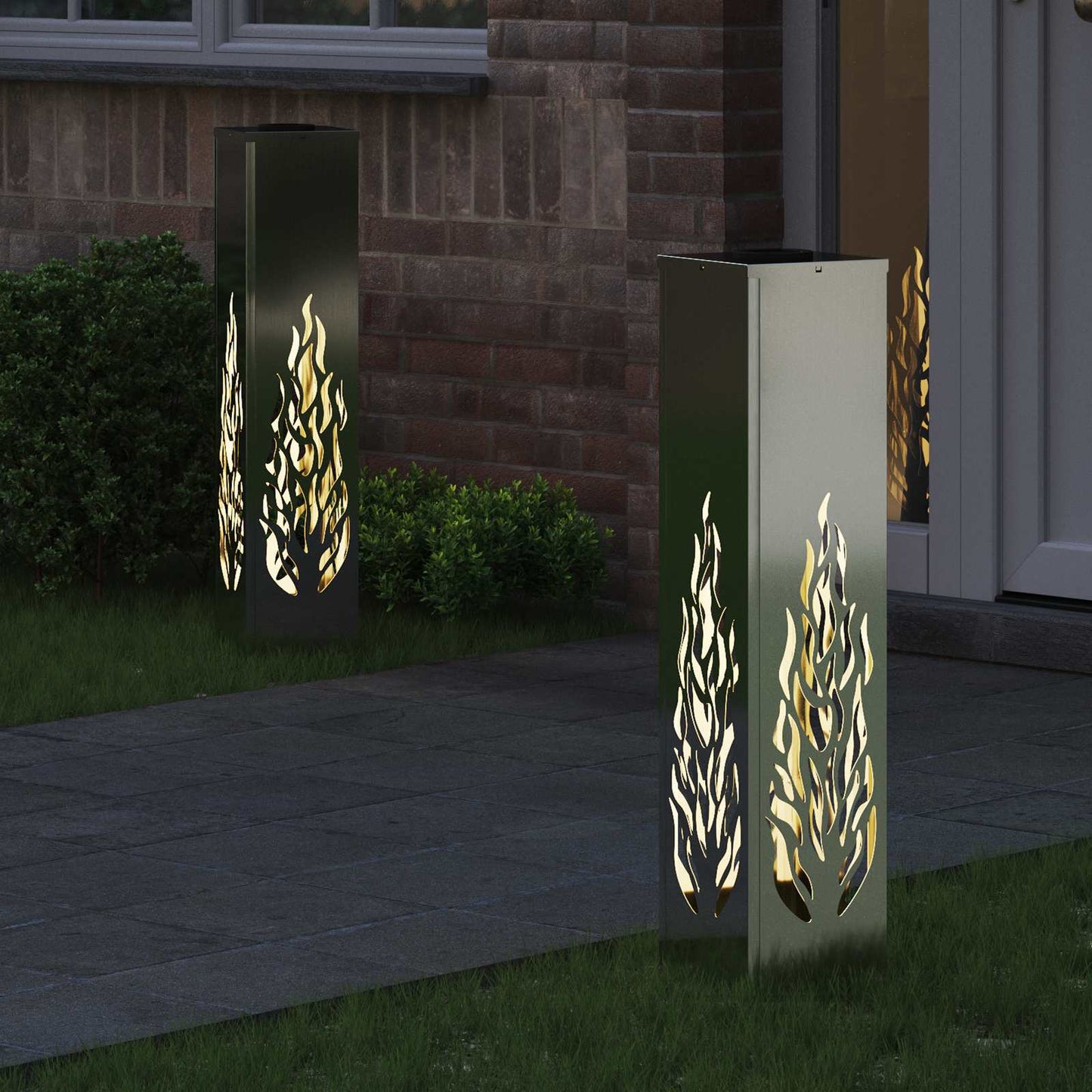 vidaXL Solar LED Pathway Light 2 pcs Warm White 18 x 18 x 80 cm - Silver - 56155