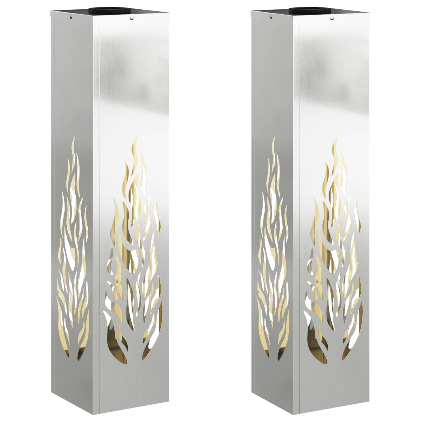 vidaXL Solar LED Pathway Light 2 pcs Warm White 18 x 18 x 80 cm - Silver - 56155