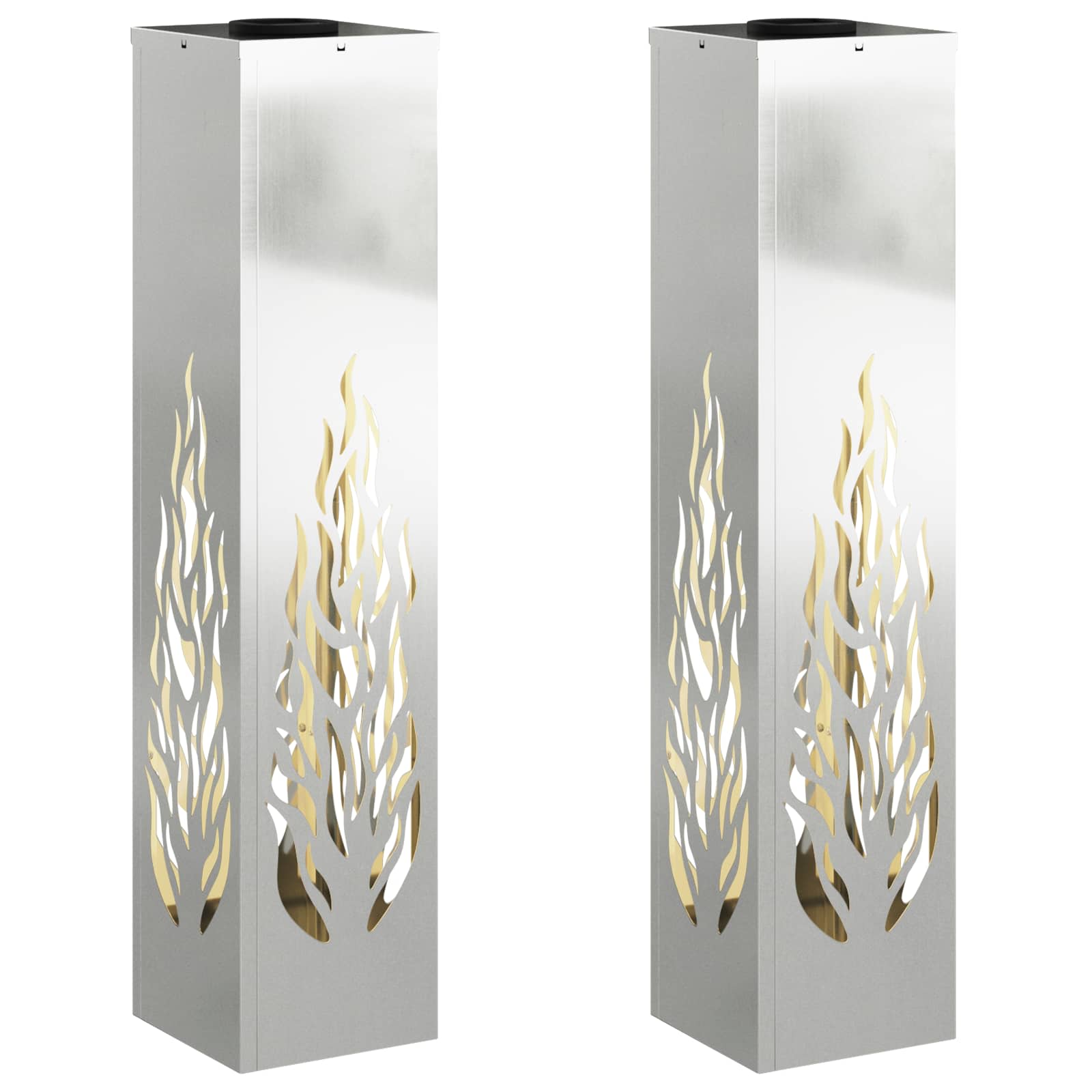 vidaXL Solar LED Pathway Light 2 pcs Warm White 18 x 18 x 80 cm - Silver - 56155