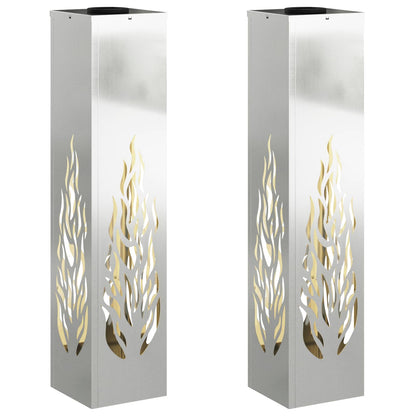 vidaXL Solar LED Pathway Light 2 pcs Warm White 18 x 18 x 80 cm - Silver - 56155