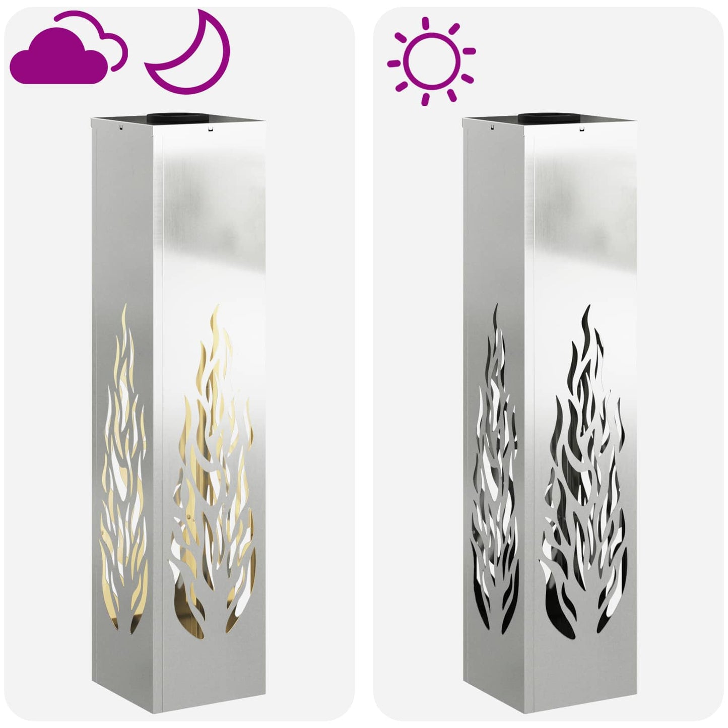 vidaXL Solar LED Pathway Light 2 pcs Warm White 18 x 18 x 80 cm - Silver - 56155