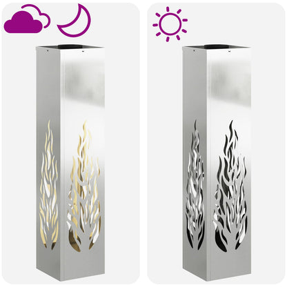 vidaXL Solar LED Pathway Light 2 pcs Warm White 18 x 18 x 80 cm - Silver - 56155