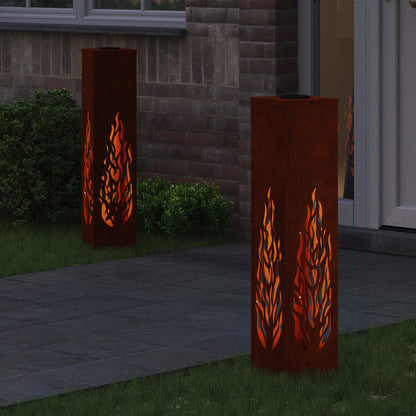 vidaXL Solar LED Pathway Light 2 pcs Warm White 18 x 18 x 80 cm - Brown - 56156