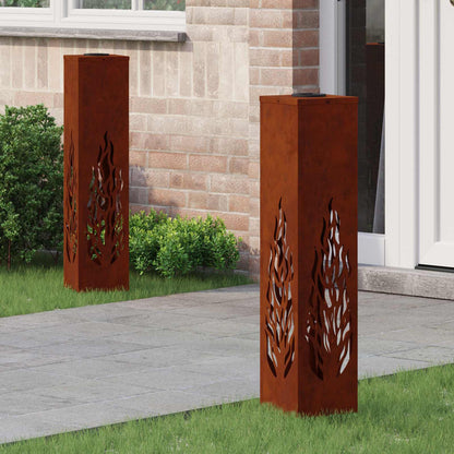 vidaXL Solar LED Pathway Light 2 pcs Warm White 18 x 18 x 80 cm - Brown - 56156