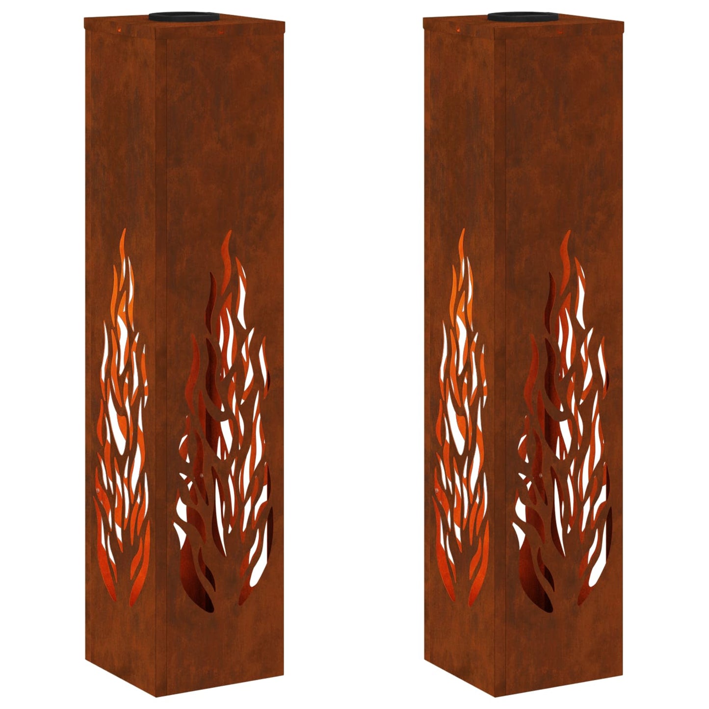 vidaXL Solar LED Pathway Light 2 pcs Warm White 18 x 18 x 80 cm - Brown - 56156