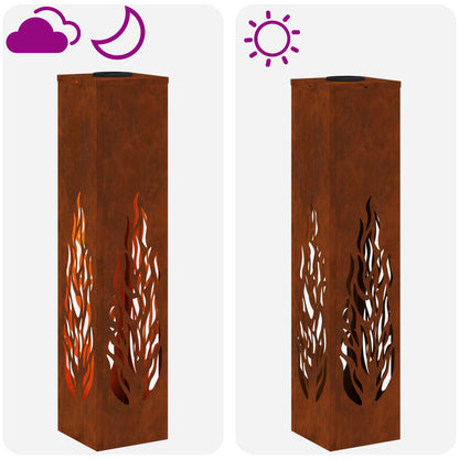 vidaXL Solar LED Pathway Light 2 pcs Warm White 18 x 18 x 80 cm - Brown - 56156
