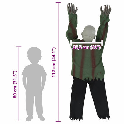 vidaXL Halloween Crawling Zombie Green 112 x 25.5 x 21.5 cm Polyester
