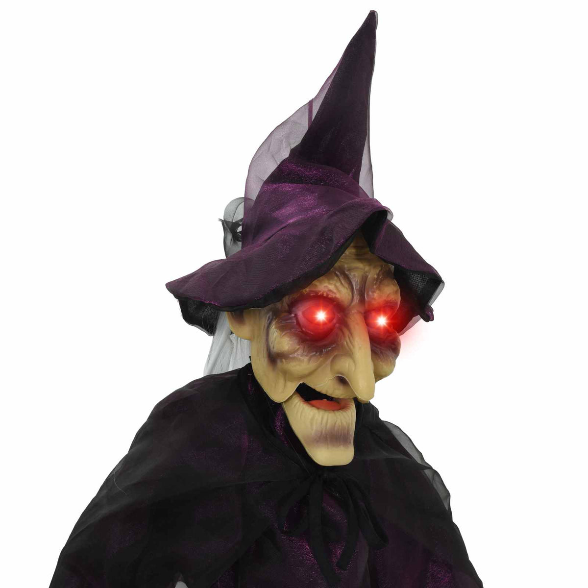 vidaXL Hanging Halloween Talking Witch Purple 216 x 125 cm Polyester