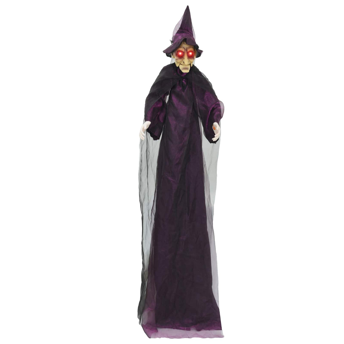vidaXL Hanging Halloween Talking Witch Purple 216 x 125 cm Polyester