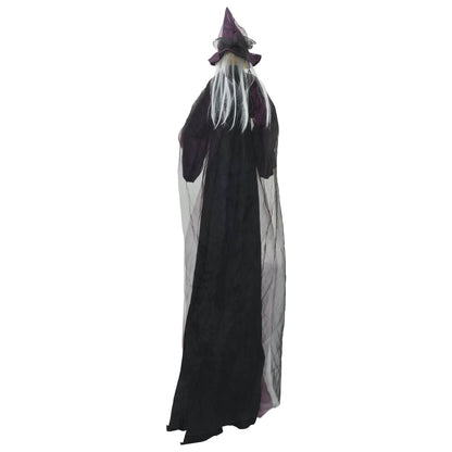 vidaXL Hanging Halloween Talking Witch Purple 216 x 125 cm Polyester