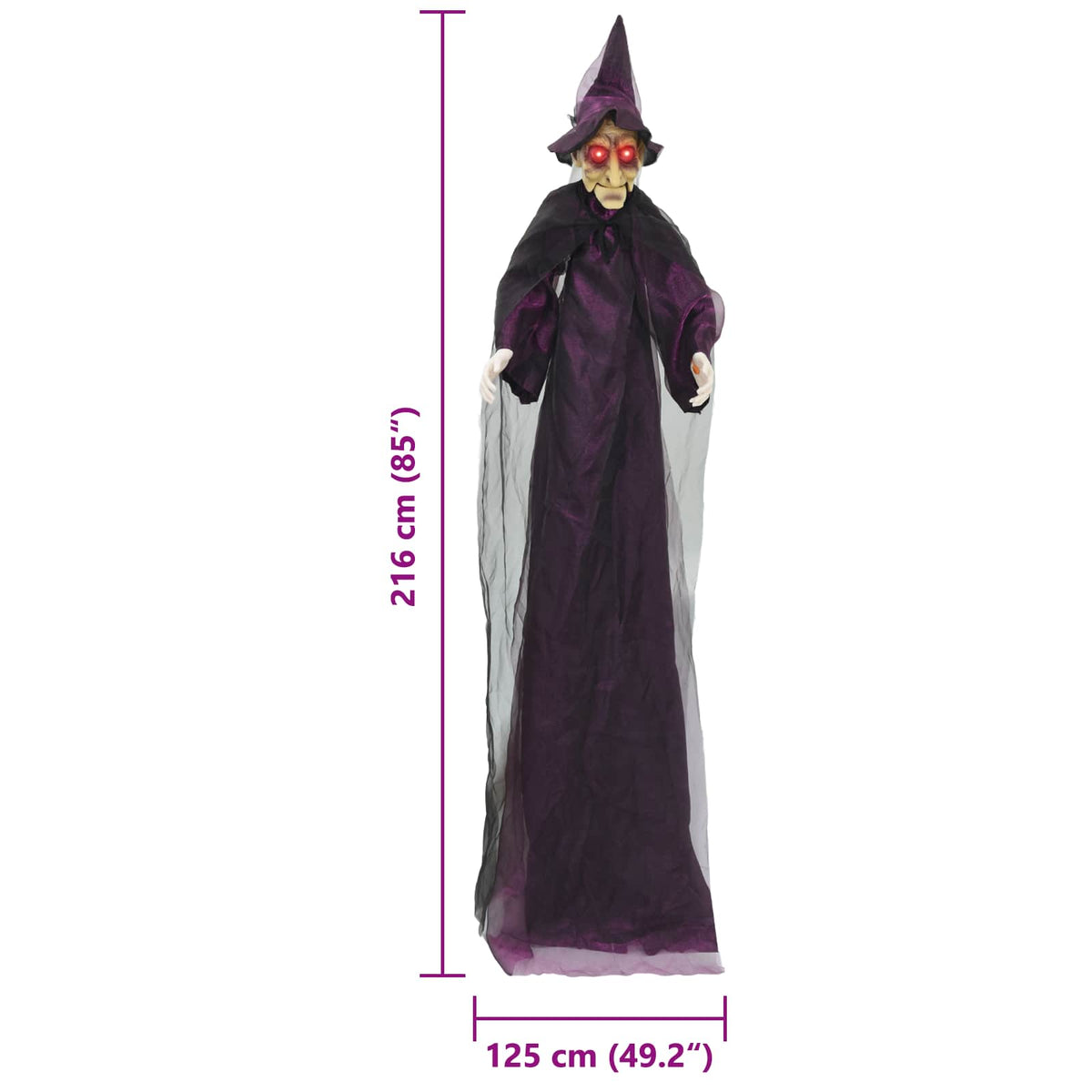 vidaXL Hanging Halloween Talking Witch Purple 216 x 125 cm Polyester