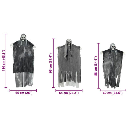 vidaXL Halloween Hanging Ghost 3 pcs Black 66 x 110 cm Polyester
