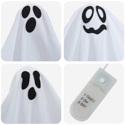 vidaXL Halloween Hanging Ghost 3 pcs White 52 x 62 cm Polyester