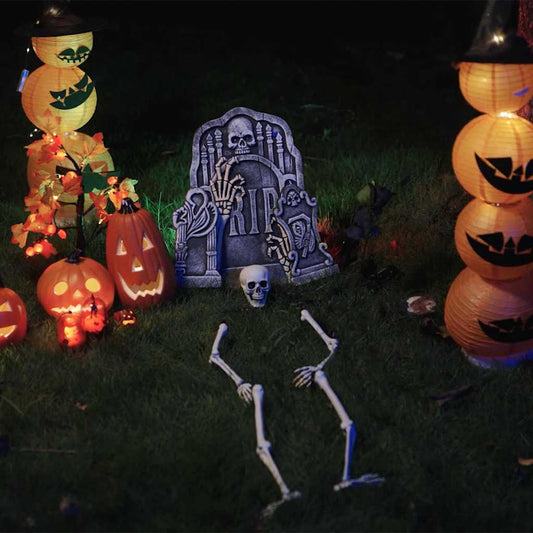 vidaXL Halloween Skeleton with Ground Spikes White 45.5 x 13 cm