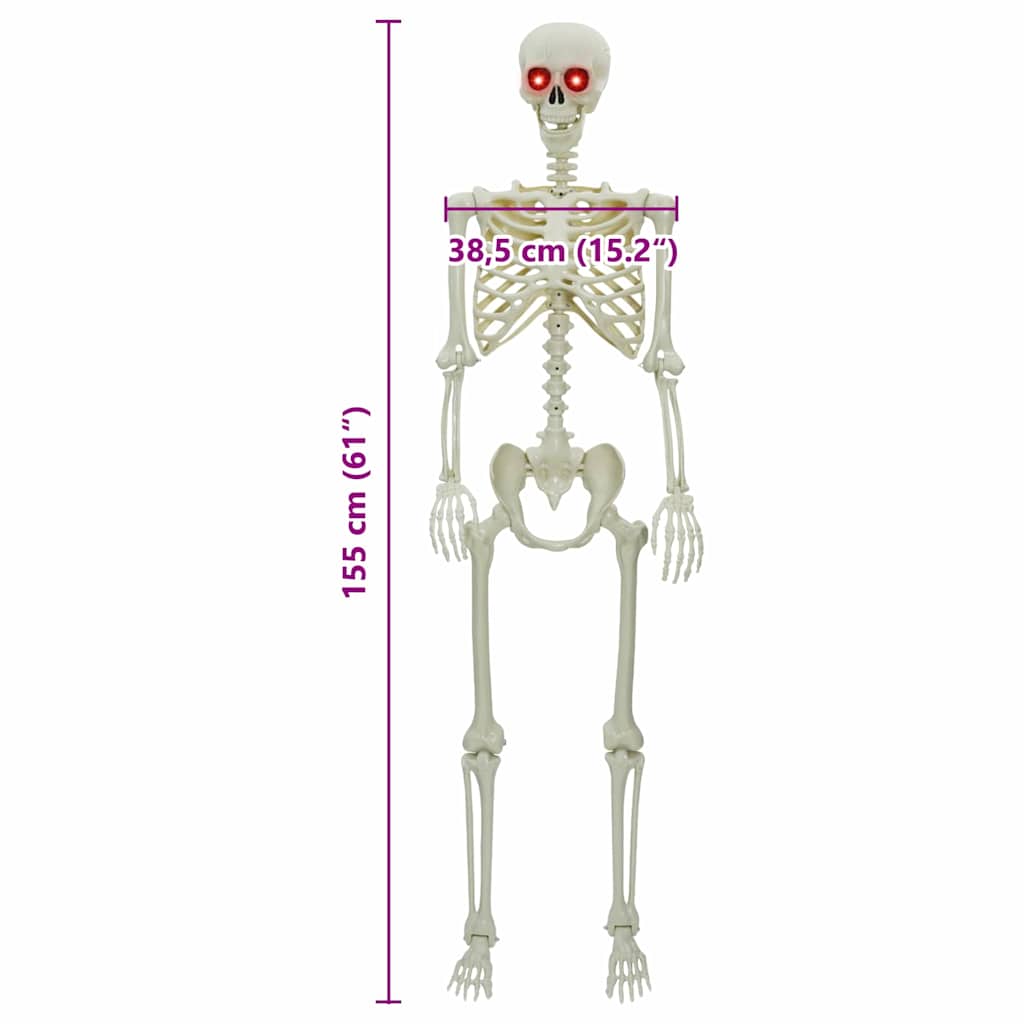 vidaXL Halloween Skeleton White 155 x 38.5 cm Polypropylene