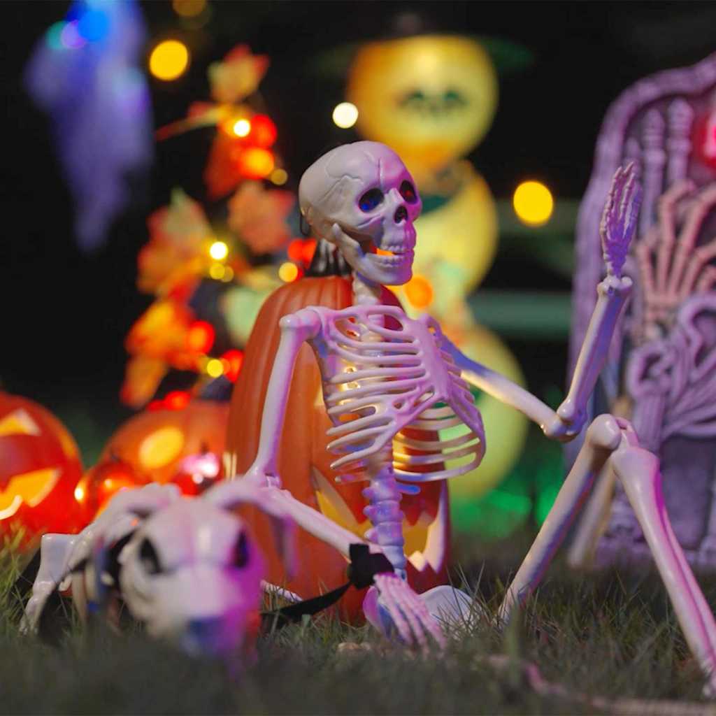 vidaXL Halloween Decoration Skeleton 2 pcs White 155 x 38.5 cm