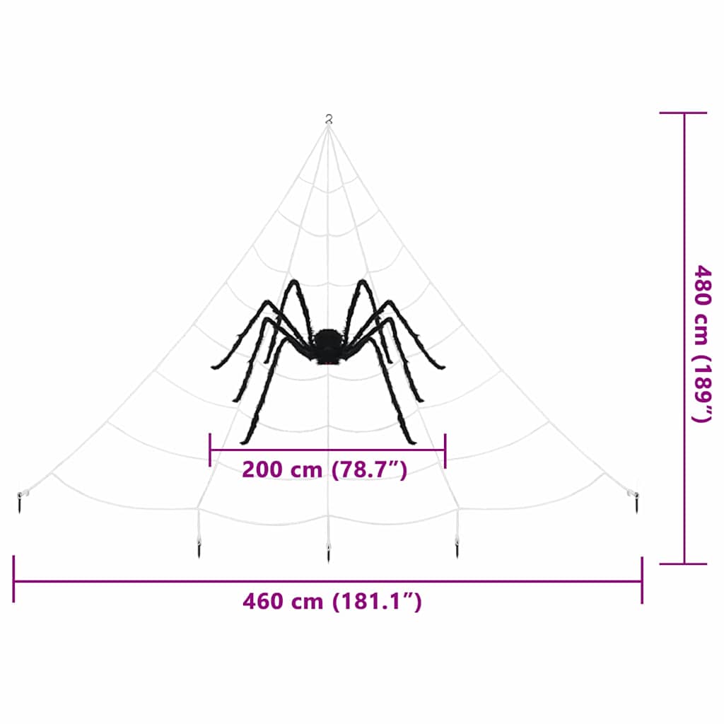 vidaXL Halloween Spider Decoration with Webs 2 pcs Black and white - 200 cm