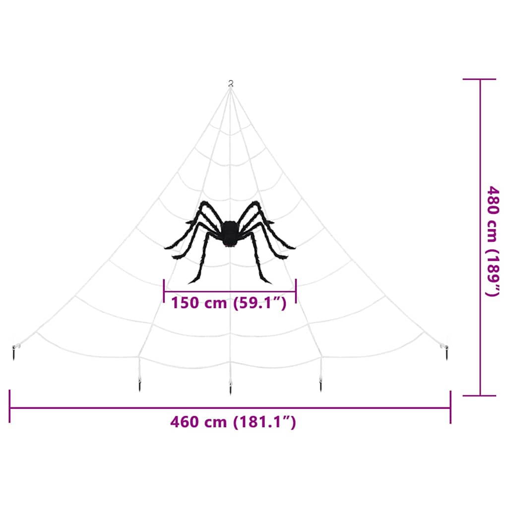 vidaXL Halloween Spider Decoration with Webs 4 pcs Black and white - 150 cm