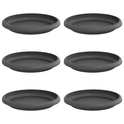 vidaXL Round Flower Tray 6 pcs Black Ø 14 x 2 cm Plastic