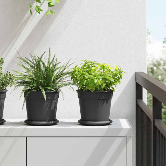 vidaXL Round Flower Tray 6 pcs Black Ø 15.5 x 2 cm Plastic