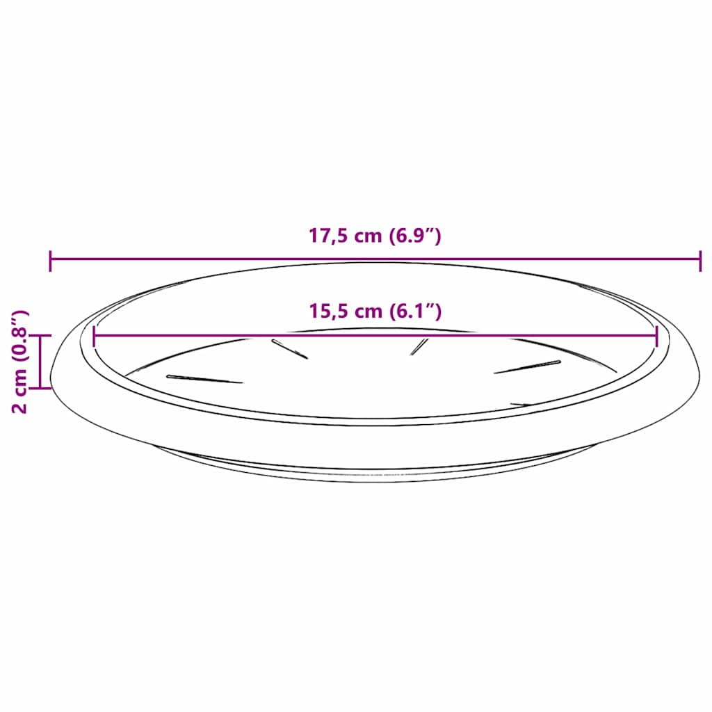 vidaXL Round Flower Tray 6 pcs Black Ø 17.5 x 2 cm Plastic