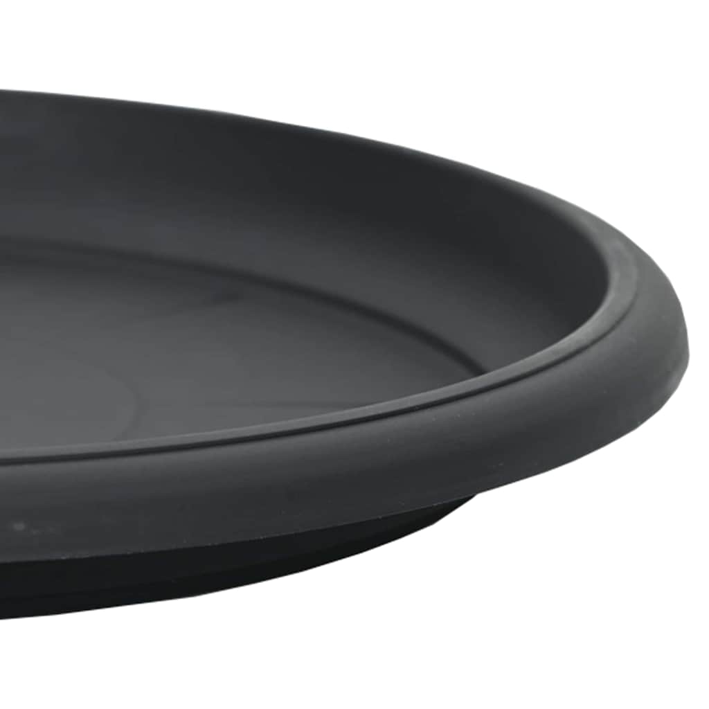 vidaXL Round Flower Tray 6 pcs Black Ø 21.5 x 2.5 cm Plastic