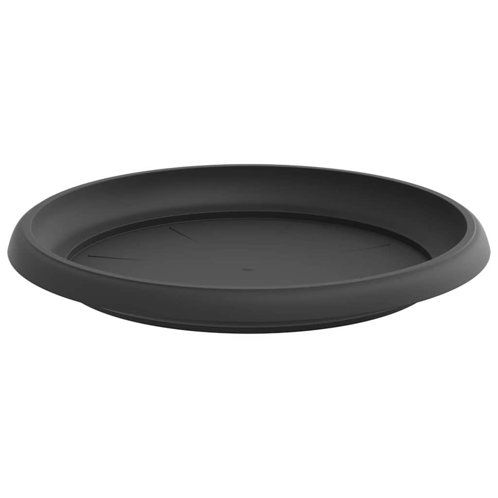 vidaXL Round Flower Tray 6 pcs Black Ø 21.5 x 2.5 cm Plastic
