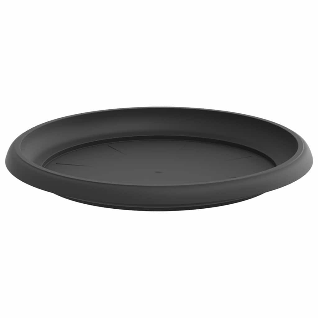 vidaXL Round Flower Tray 6 pcs Black Ø 23.5 x 2.5 cm Plastic