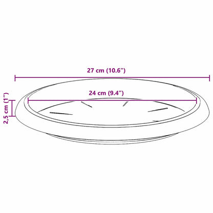 vidaXL Round Flower Tray 6 pcs Black Ø 27 x 2.5 cm Plastic