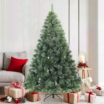 vidaXL Artificial Hinged Christmas Tree Snow Flocked Green 180 cm
